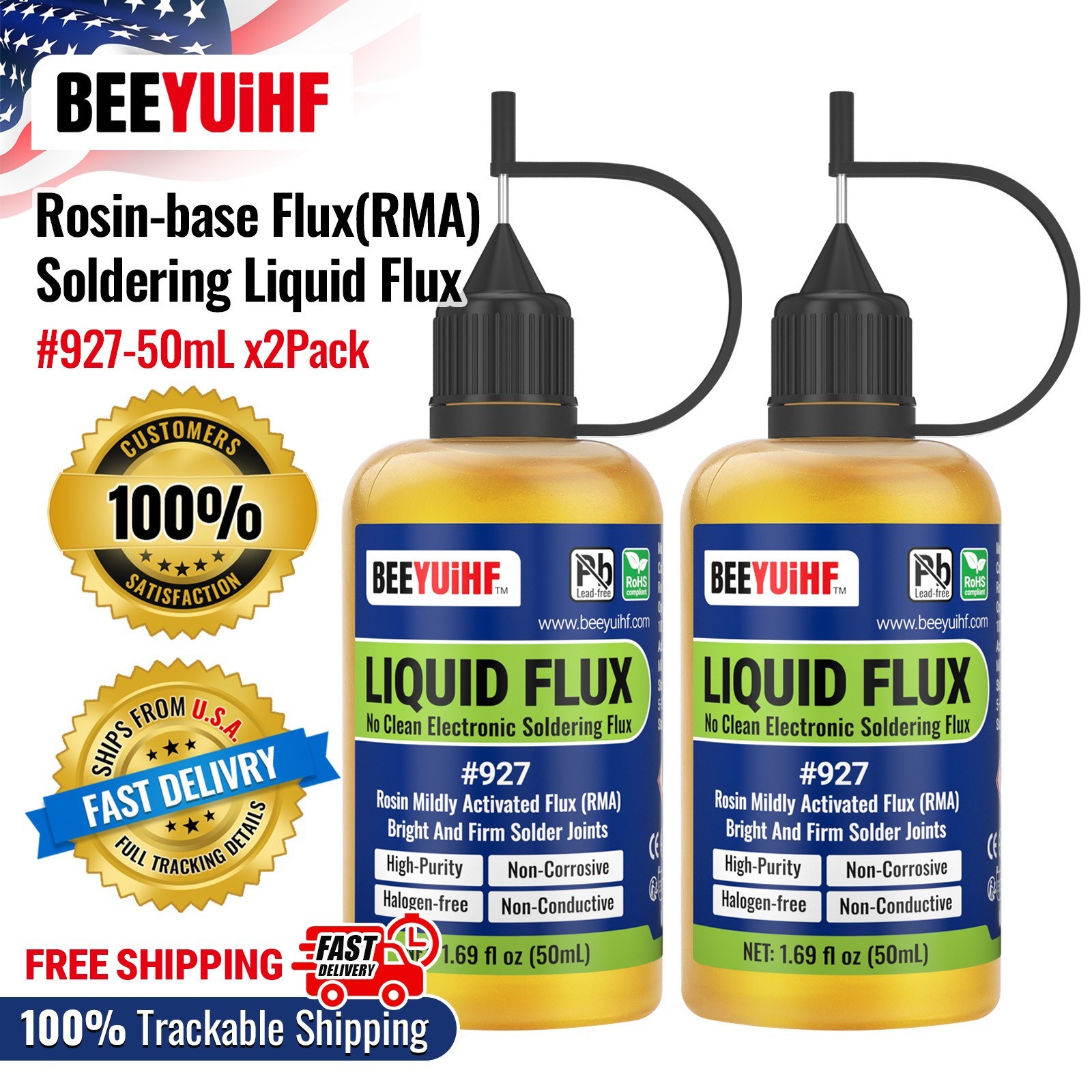 100ml/3.38oz BEEYUIHF 927 RMA No Clean Liquid Solder Flux Dropper for Soldering