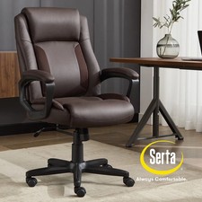 Serta Mid-Back Office Chair With Mesh Accents And Memory Foam Brown Color picture