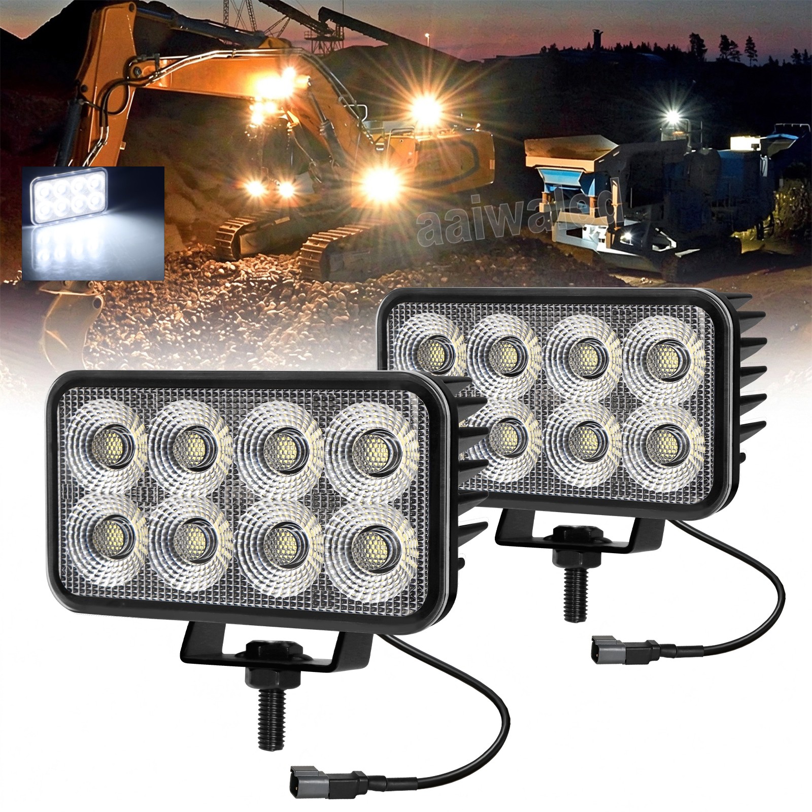 2x Powerful 4.5 Inch LED Work Light For Truck Flood Pods 12V 30V Tractor Lights