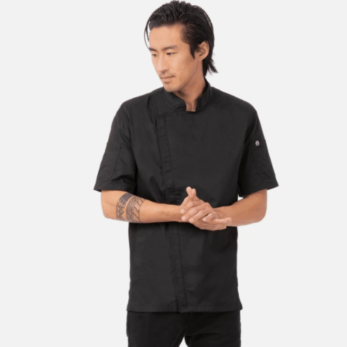 Chef Works Men's Springfield Chef Coat Large Black--FREE SHIPPING-FAST SHIPPING