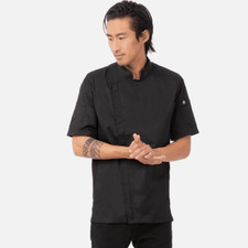 Chef Works Men's Springfield Chef Coat Large Black--FREE SHIPPING-FAST SHIPPING picture