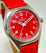 Vintage Breitling Geneve 17 Jewels Manual Winding Swiss Made Red Dial Men Watch. picture