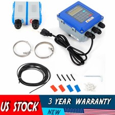 TUF-2000B Wall Mounted Ultrasonic Flowmeter Digital Host Water Flow Meter Set US picture