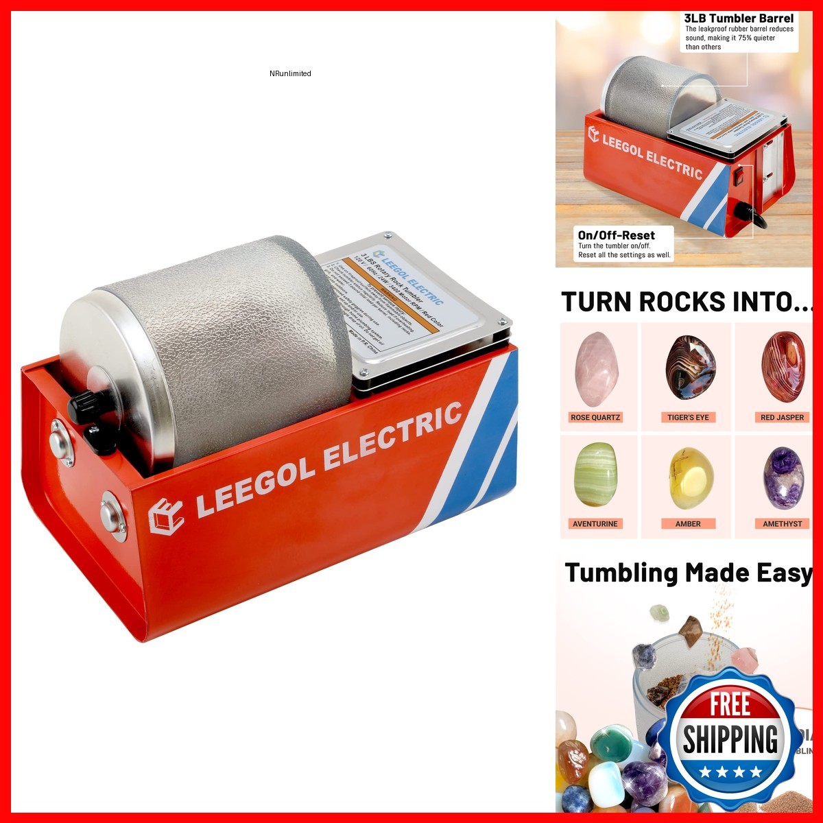 Leegol Electric 3LB Rock Tumbler PG-LG-001RN