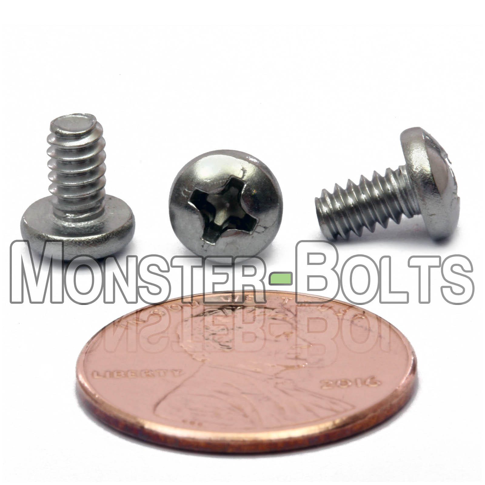 #6-32 Phillips Pan Head Screws, Stainless Steel, Various Lengths, Coarse Thread
