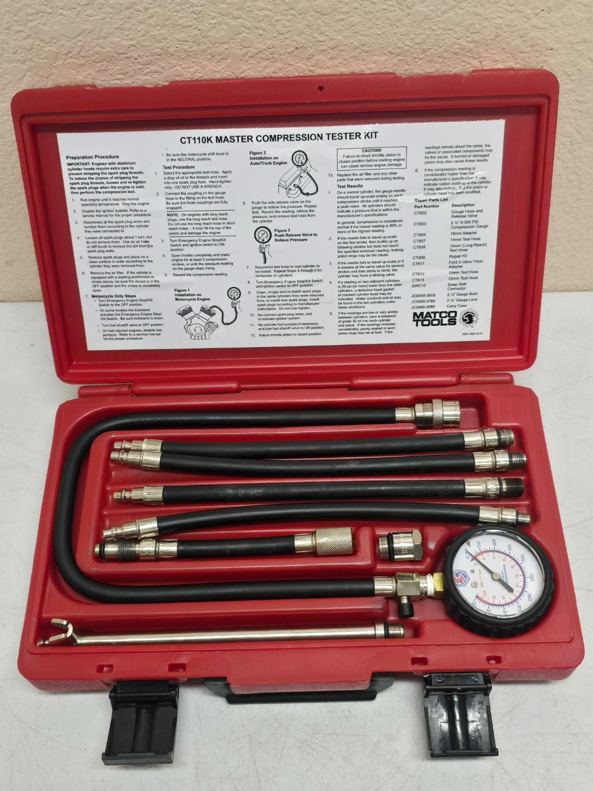 Matco Tools CT110K Master Compression Tester Kit