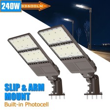 2Pack-Arm&Slip Fitter LED Parking Lot Light 240W 33600LM Street Lights Dusk Dawn picture