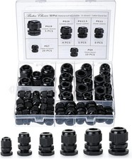 25/50 Pcs Nylon Cable Gland Waterproof Cable Connectors Black Cord Grip Plastic picture