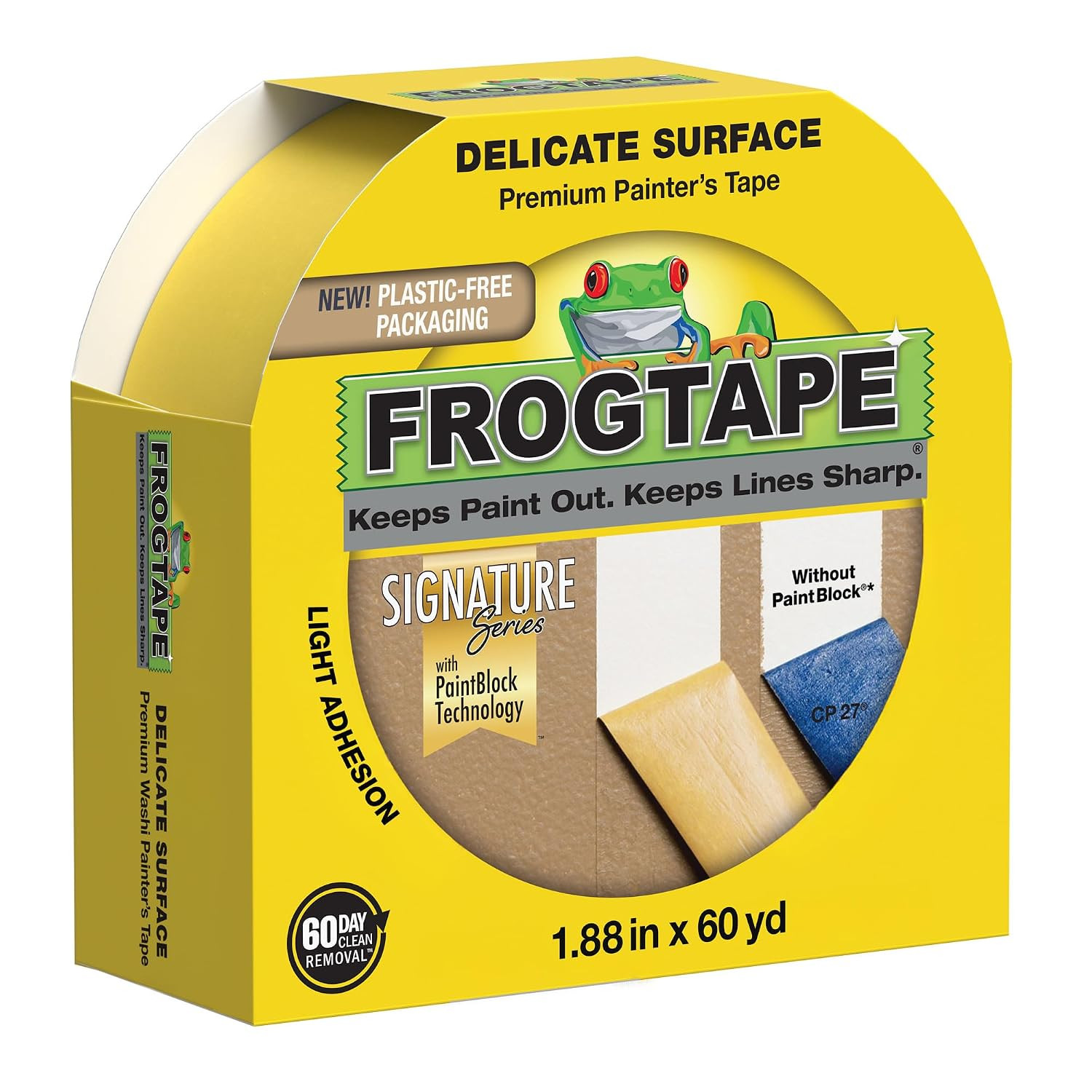 Frogtape Delicate Painter'S Tape with PAINTBLOCK, 1.88 in X 60 Yds, 1 Roll Frogtape Delicate Painter'S Tape with PAINTBLOCK, 1.88 in X 60 Yds, 1 Roll