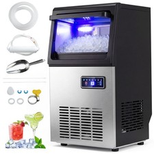 Commercial Nugget Ice Maker, 90 LBS/24H Freestanding Undercounter Ice ...