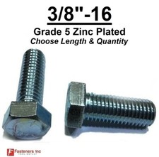 3/8-16 Hex Bolt Zinc Plated Grade 5 Cap Screw Coarse Thread (All Lengths & Qtys) picture