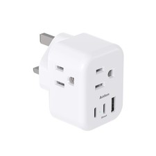 Addtam US to UK Travel Plug Adapter with3 Outlets 3 USB Ports(2 USB C) picture