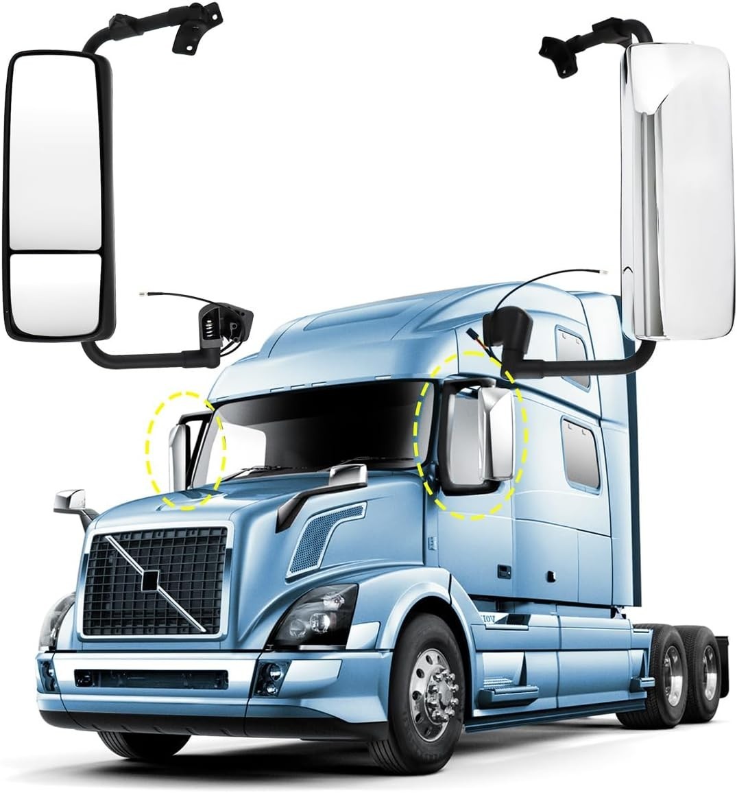 Door Mirror Assembly with Arm Fit For Volvo VNL 2004-2017,Truck Door Mirror Heat