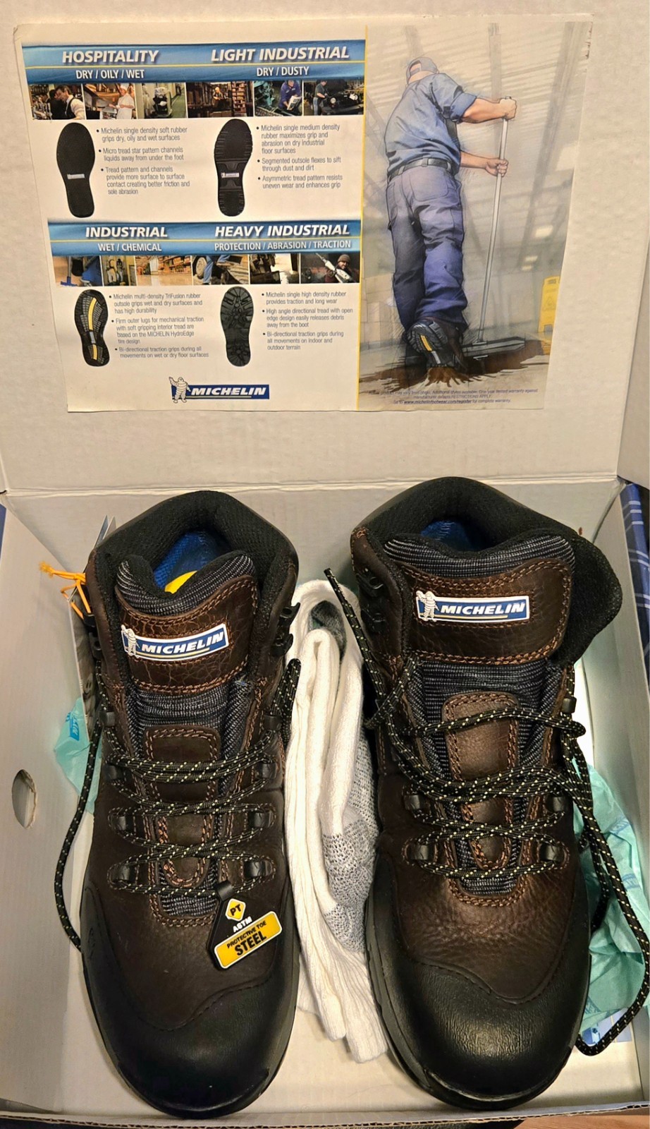 Michelin Hydroedge Leather Steel Toe Boots - Size 9 1/2 Regular