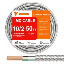 50FT 10/2 Metal Clad (MC) Cable with Ground, 10 Gauge Electric Wire with Aluminu picture