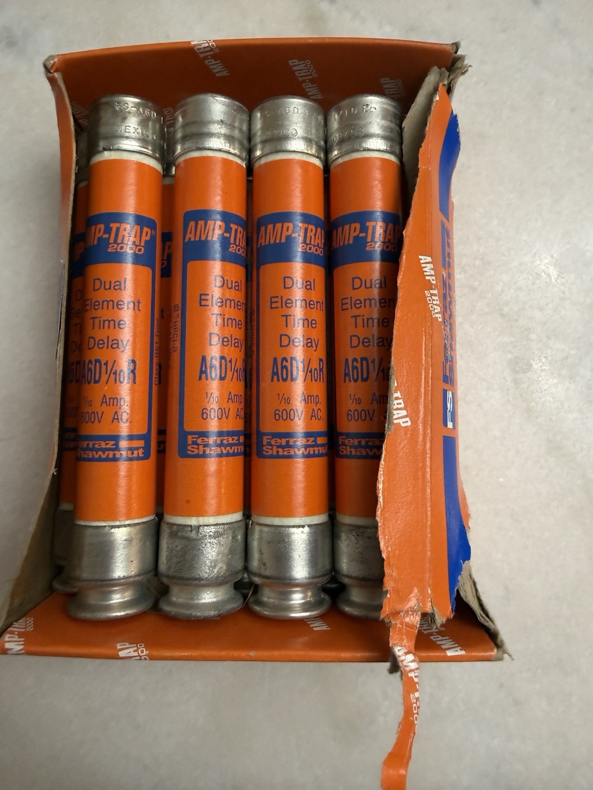NEW LOT OF (9) Mersen A6d1/10R Ul Class Fuse, Rk1 Class, Time-Delay, 0.1A, NIB
