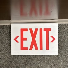 DUAL LITE LED EXIT Sign White W/red Letters 120/277VAC HUBBELL LXURW picture