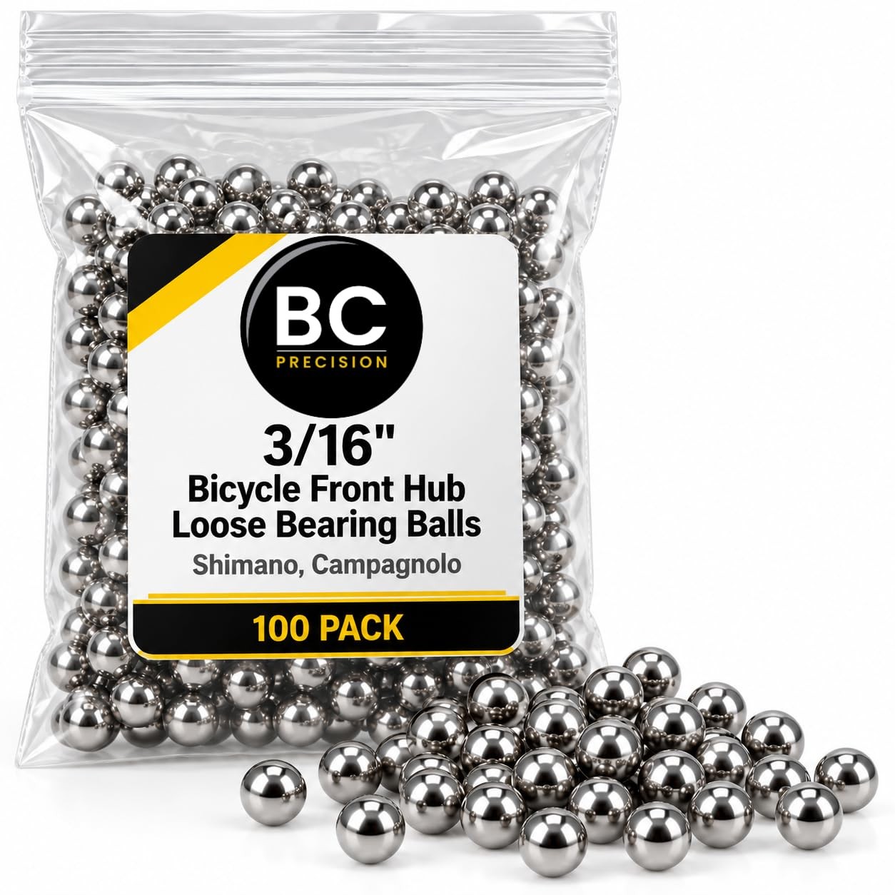 100 Pack 3/16 Inch Bicycle Front Hub Loose Bearing Balls