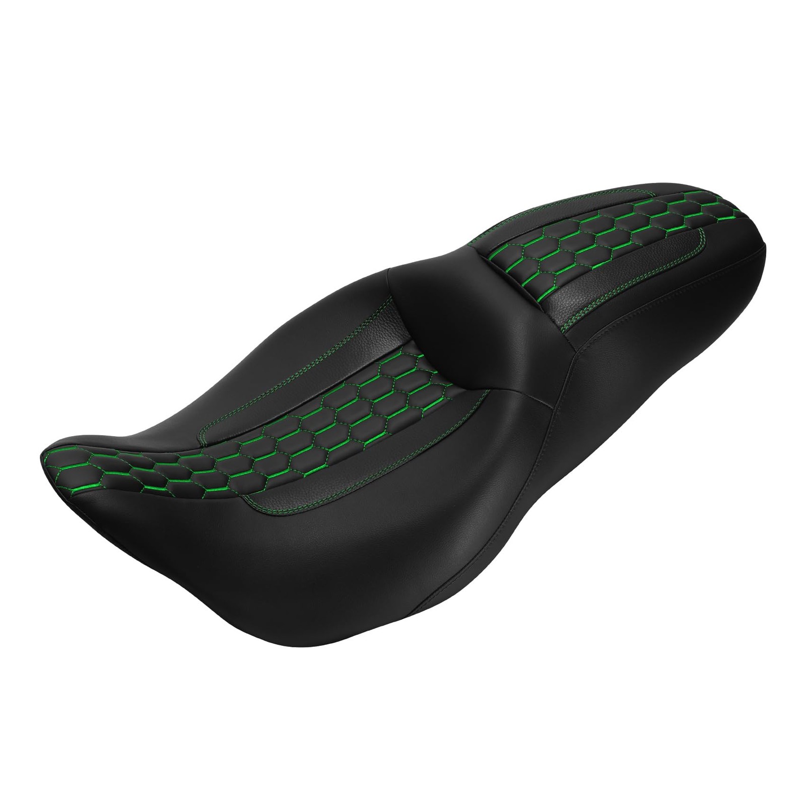 2-Up 1pc Seat Street Glide Road King Electra Glide Road Glide 09-23 Black+Green