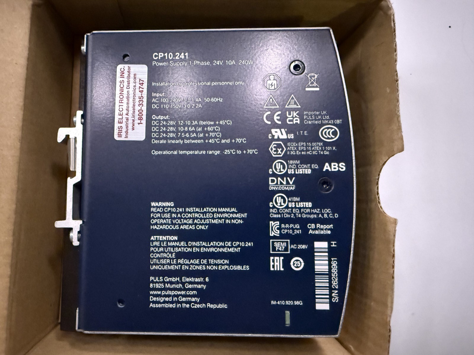 Puls PULS CP10.241 Power Supply Module 240w 24v-ac