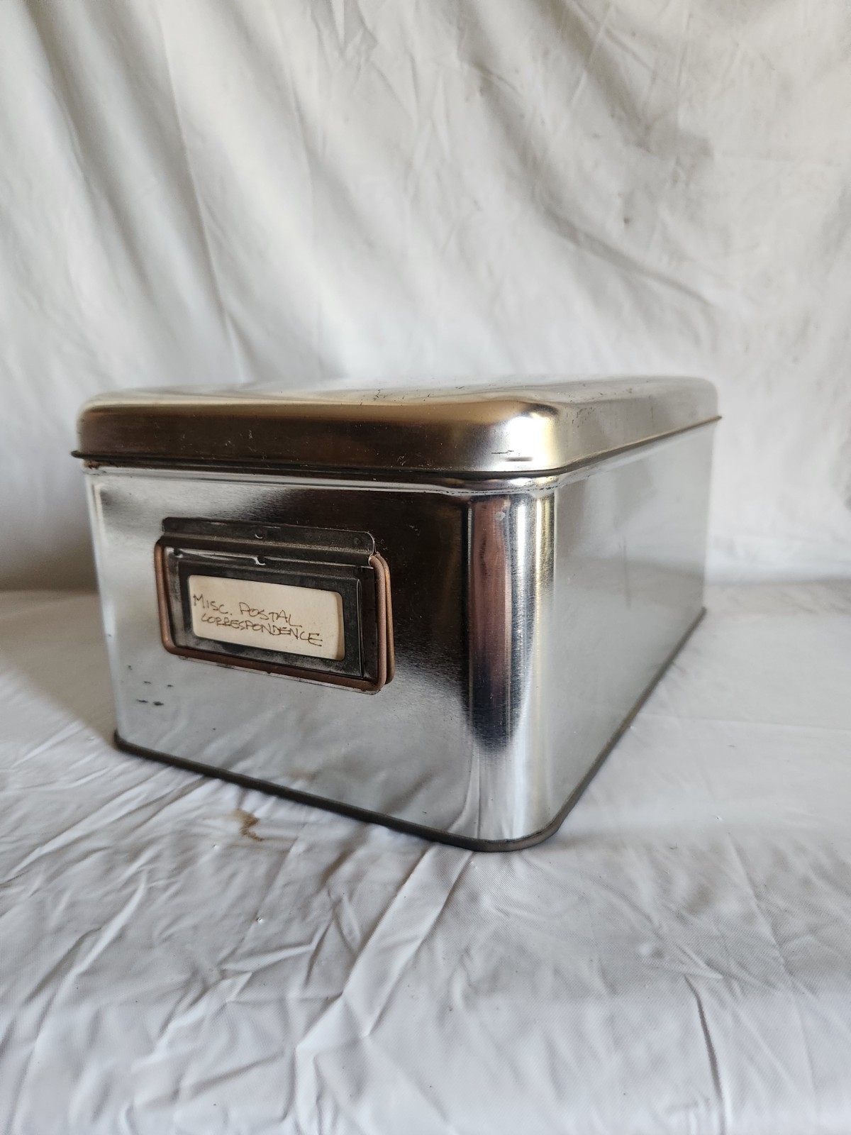 Vintage Stainless Steel Industrial Storage Box Index Card File Metal Organizer Vintage Stainless Steel Industrial Storage Box Index Card File Metal Organizer