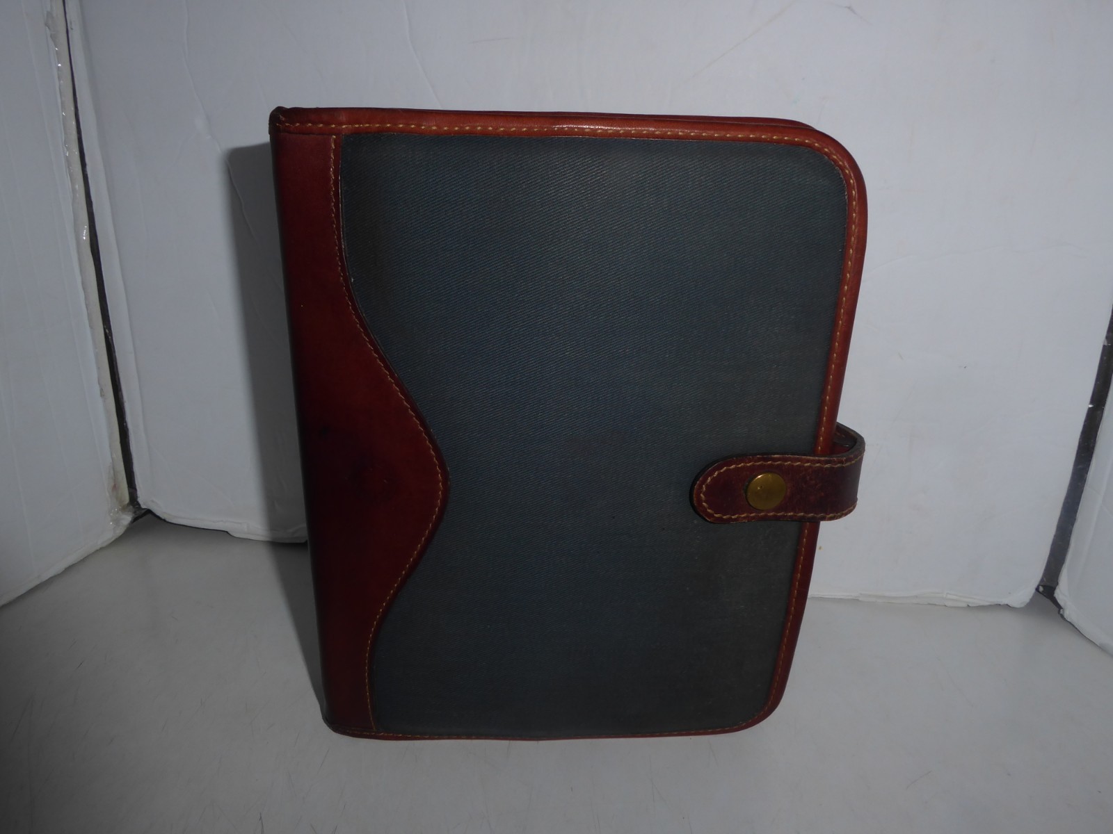 Vintage 1980s FRANKLIN COVEY Genuine Leather Canvas Binder Made in England