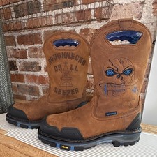 Cody James Waterproof Composite Toe Pull-On Brown Leather Work Boots 8.5D ASTM picture