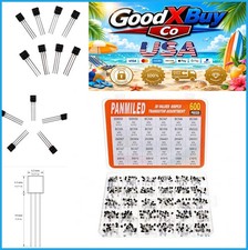 600 Piece Transistor Assortment Kit 30 Values NPN PNP 2N2222 2N3904 2N3906 BC547 picture