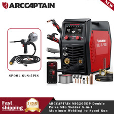 ARCCAPTAIN MIG205DP Double Pulse MIG Welder 8-in-1 Aluminum Welding /w Spool Gun picture