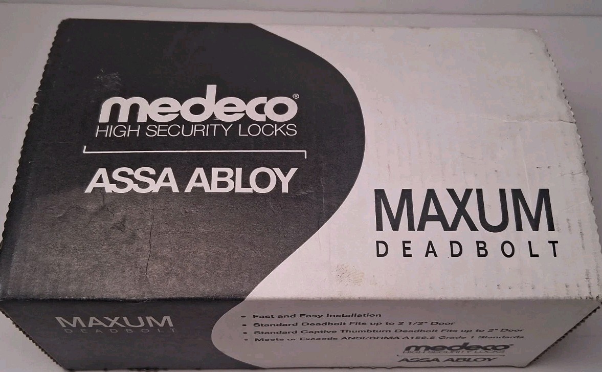 Medeco ASSA ABLOY Maxum Deadbolt High Security Satin Nickel - 2 Keys, No Bolt, 