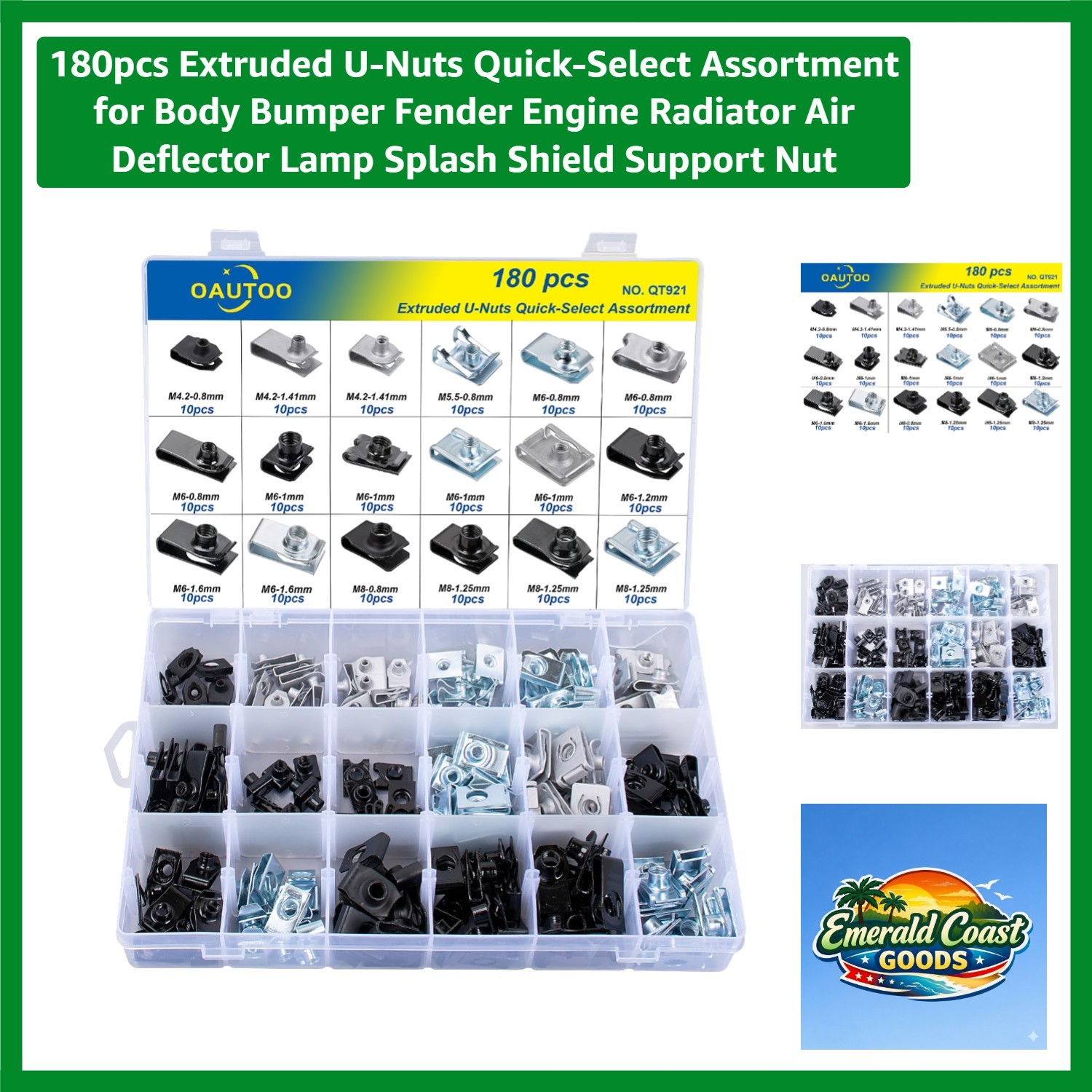 180pcs Extruded U-Nuts Quick-Select Assortment for Body Bumper Fender Engine ... 180pcs Extruded U-Nuts Quick-Select Assortment for Body Bumper Fender Engine ...