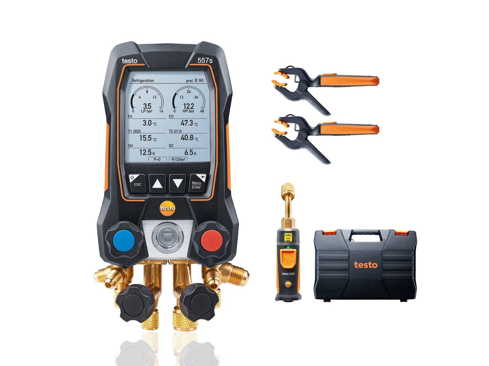 Testo 557s Smart Digital Manifold Kit With Wireless Vacuum Clamp Probe
