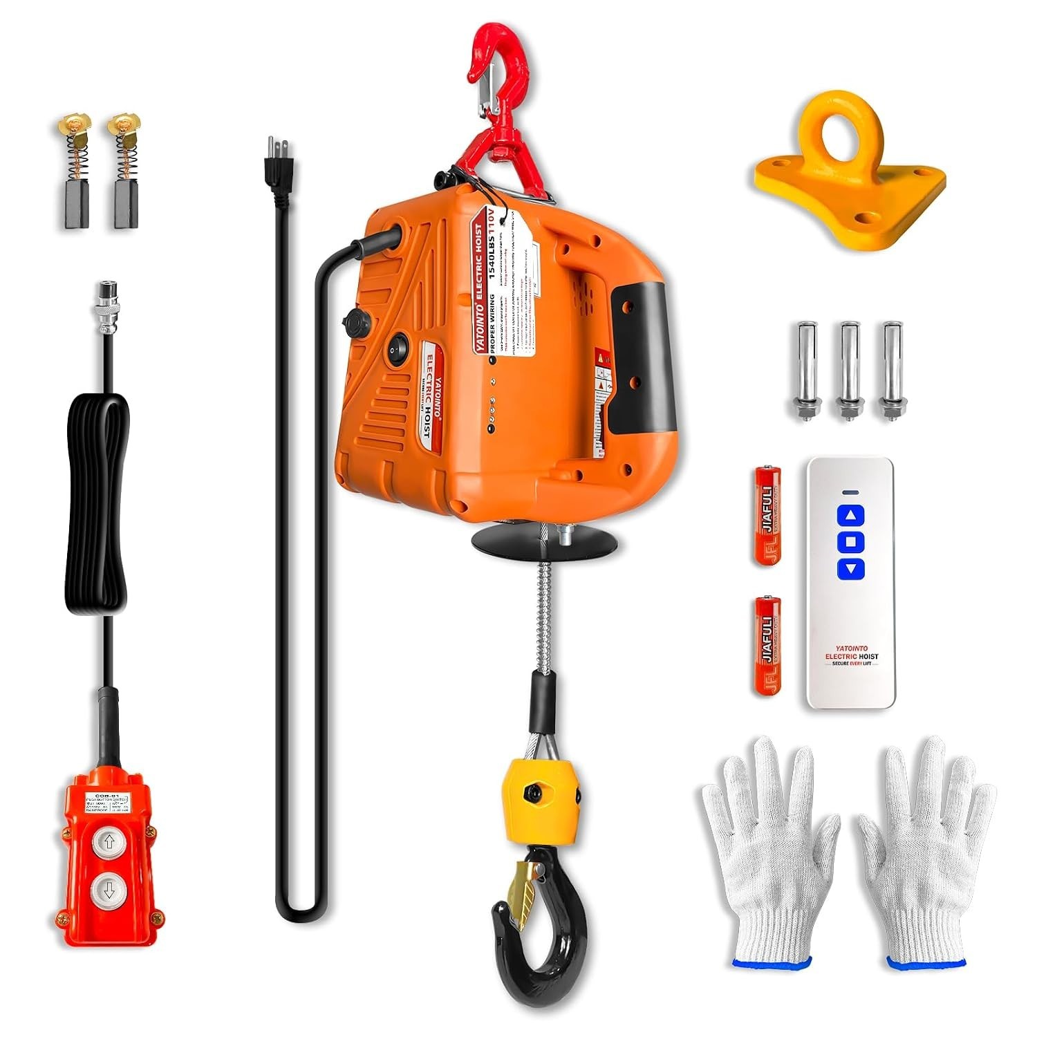 Power Electric Portable Hoist Winch 1500LBS, 3 in 1 Electric Cable Hoist 110V 25