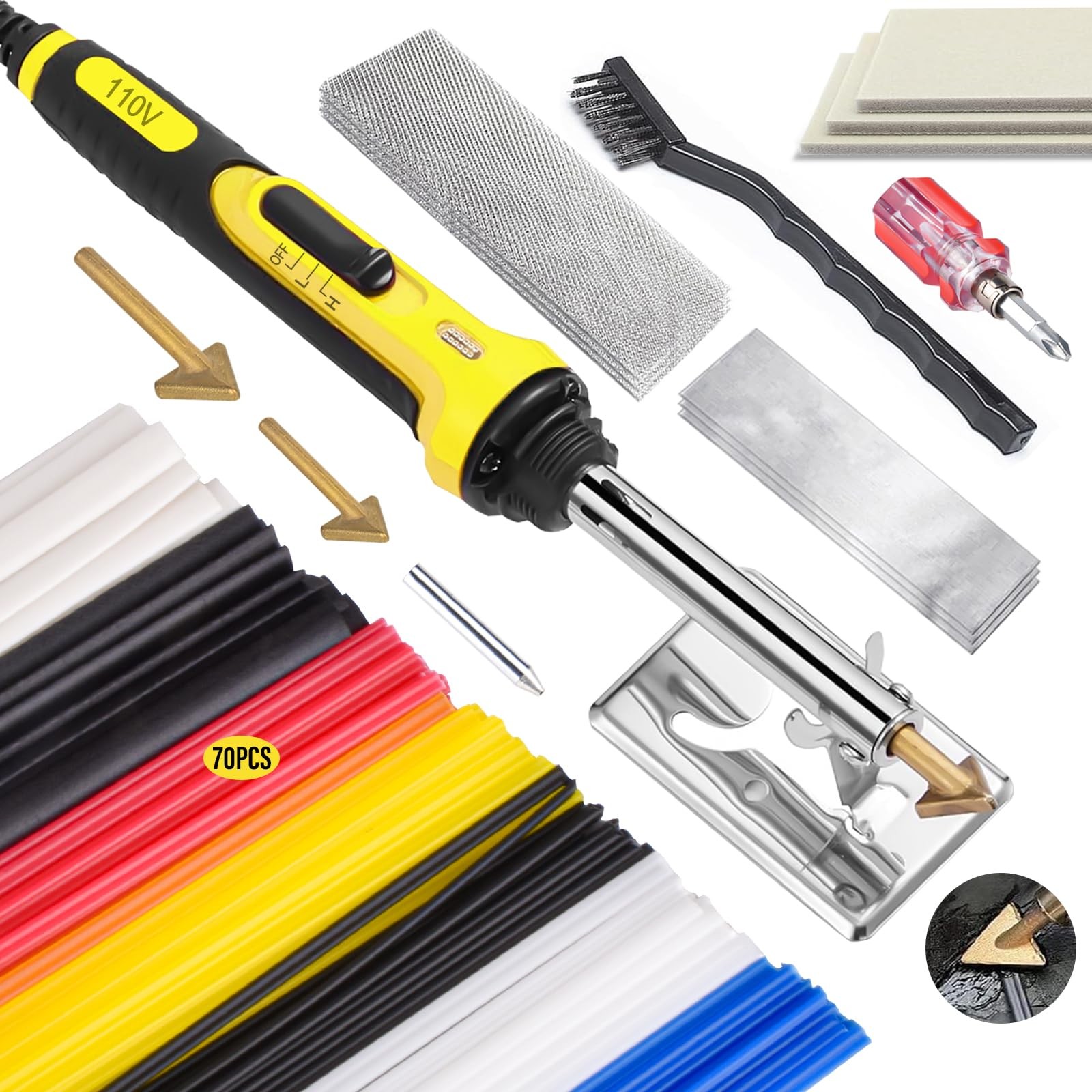 150W Plastic Welder Kit, 3-Speed Portable Mini Repair Yellow