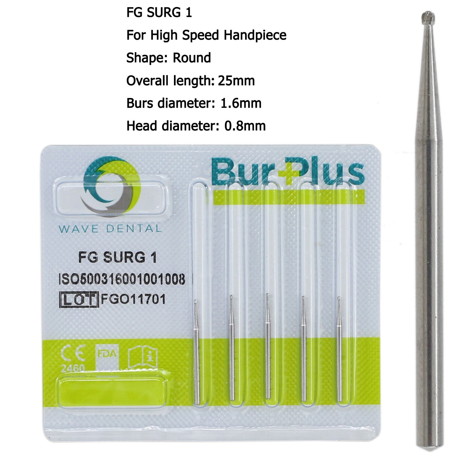 Wave Dental Surgical Burs 557 702 2 4 6 8 Long Round Carbide Bur FG High Speed