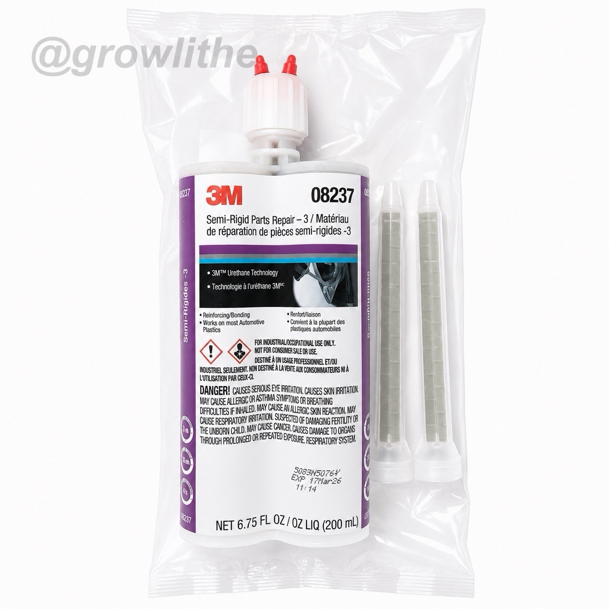 3M 3MA-8237 Automix Semi-rigid Parts Repair Adhesive 08237 Brand New Cartridge