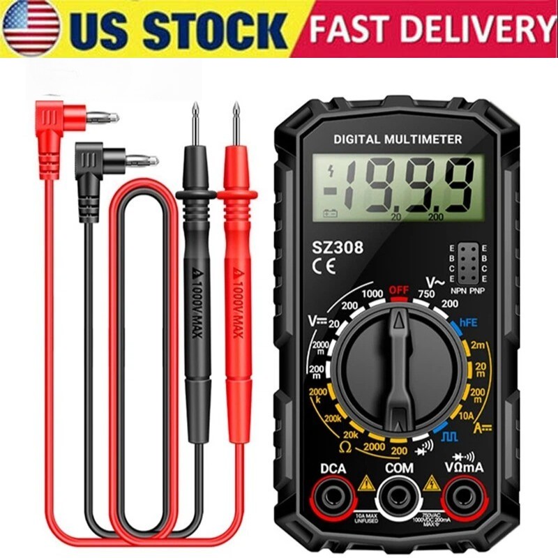 Digital Multimeter LCD Voltmeter Ammeter Ohmmeter Volt AC DC Tester Leads Meter Digital Multimeter LCD Voltmeter Ammeter Ohmmeter Volt AC DC Tester Leads Meter