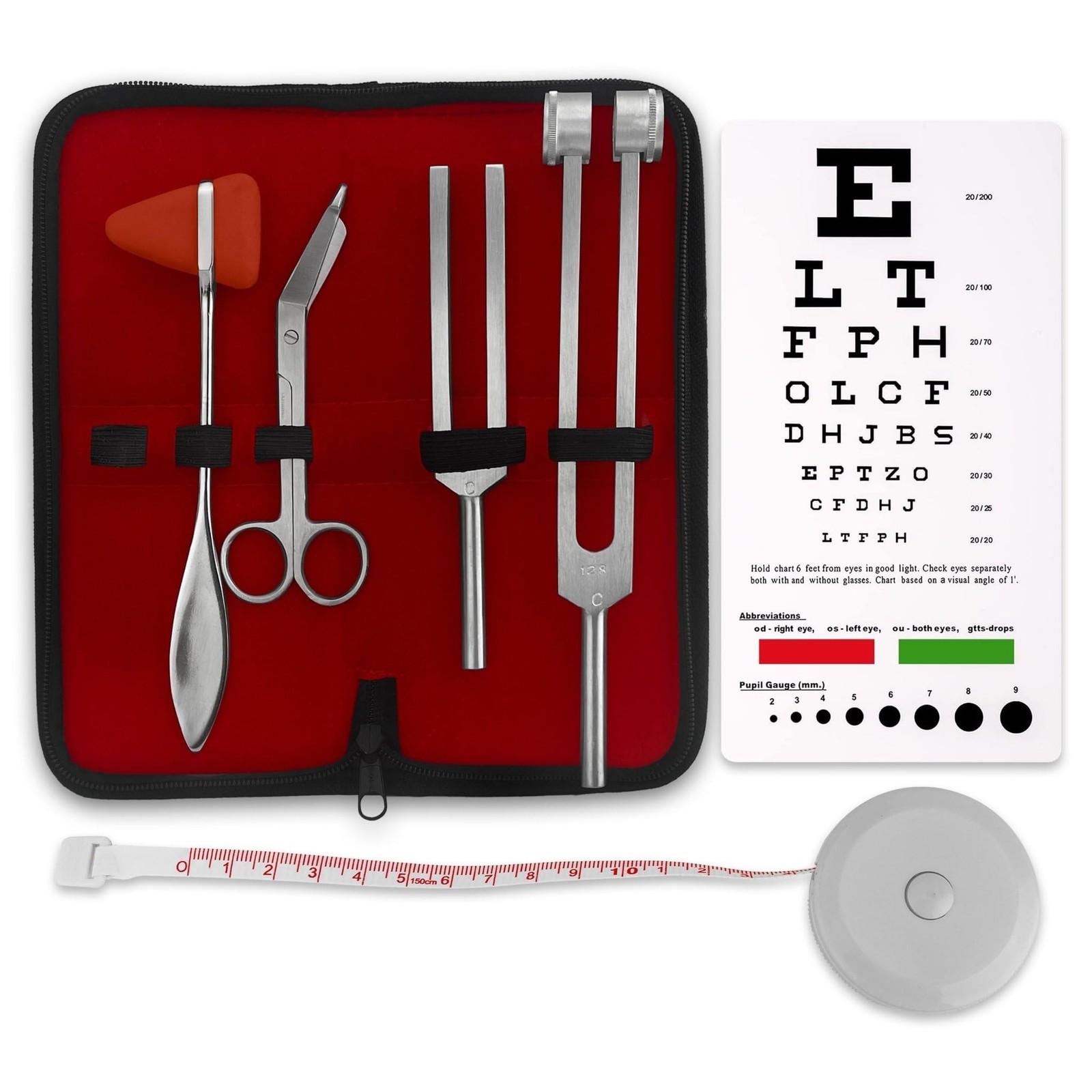 Set of 6 pcs Diagnostic Reflex Percussion Kit - Taylor Hammer, Body Measuring...
