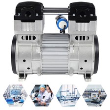 1100W Oil-Free Vacuum Pump w/Rubber Feet Silent Air Pump Compressor Silver 110V picture
