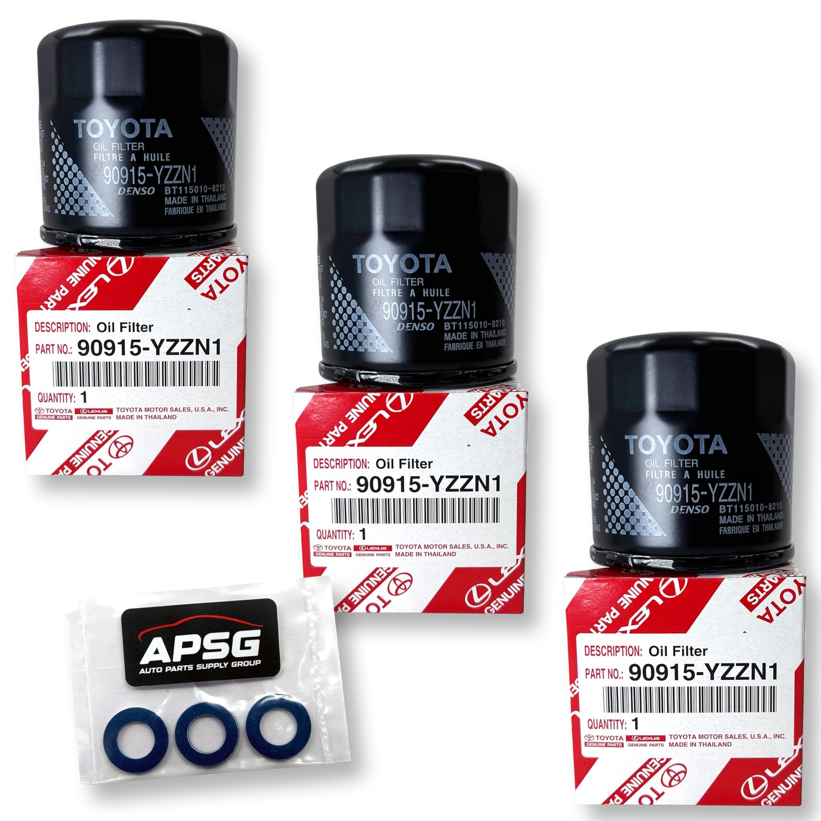 Genuine Oil Filter 90915-YZZN1 / 90915-YZZF2 with Drain Plug Washers | 3 PACK...