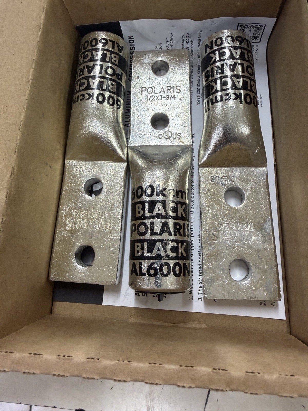 Polaris Al600n-Nt One-Hole Compression Lug, 600 Kcmil Max set of 3 