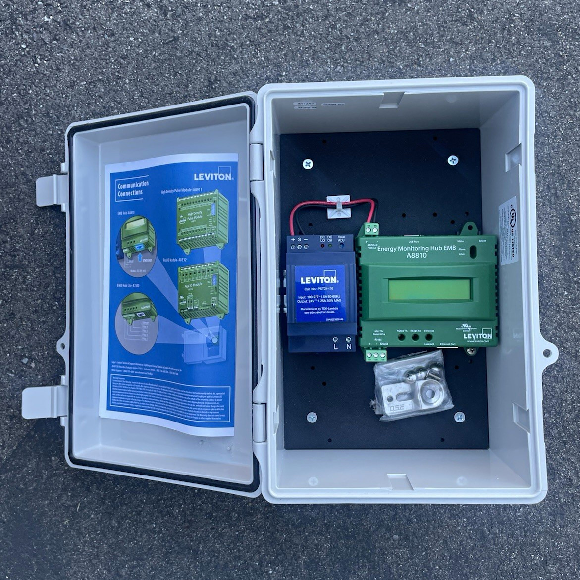 Leviton Energy Monitoring EMB Hub With Line Voltage Power Supply NEMA 4X En