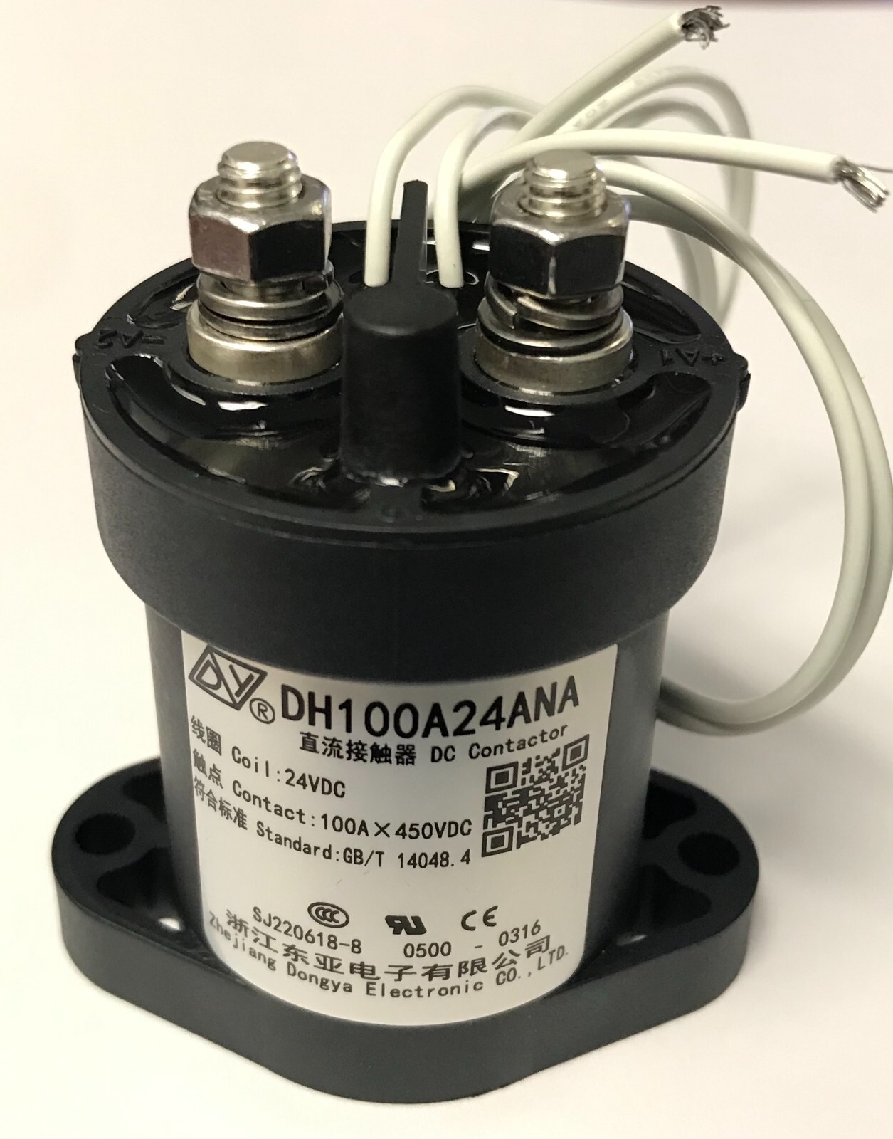 100Amps DC Contactor/ 24VDC Coil / Dongya DH100A24ANA / UL Approved