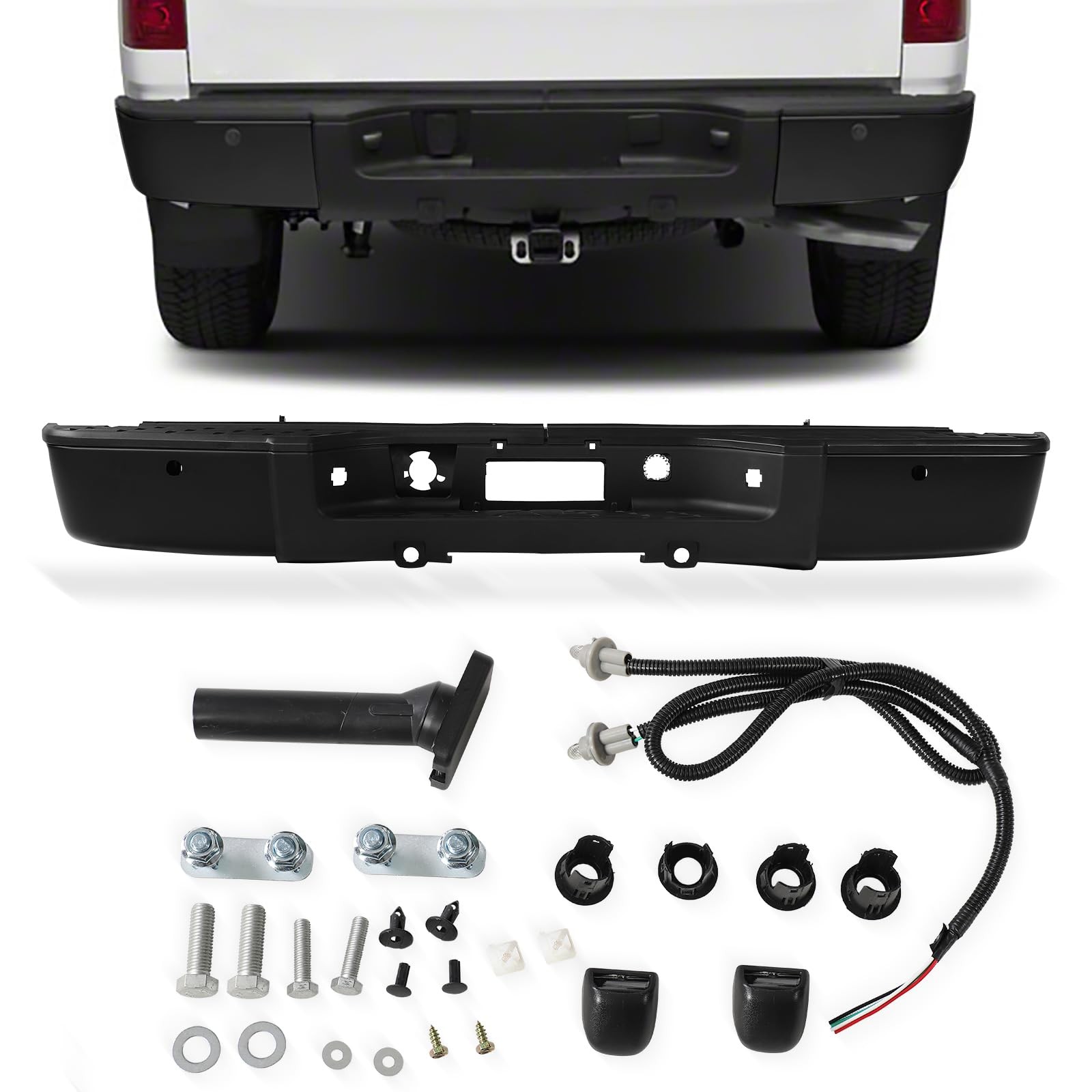 Black Rear Step Bumper for Chevy Silverado GMC Sierra 1500 2007 2013 GM1103149
