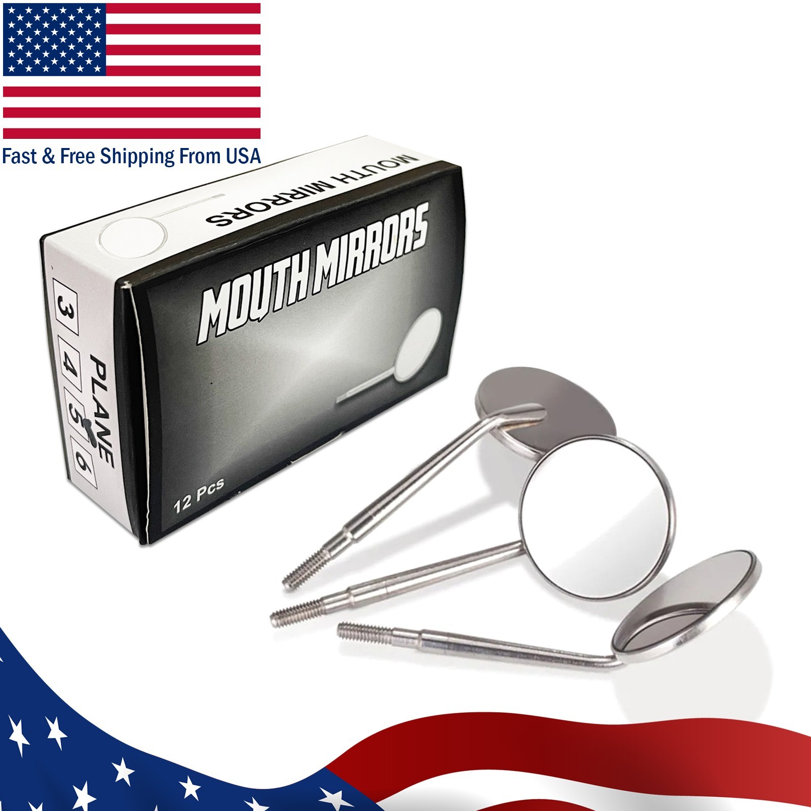 12Pcs Dental Premium Mouth Mirror heads Size #5 Mirrors Dentistry Instruments