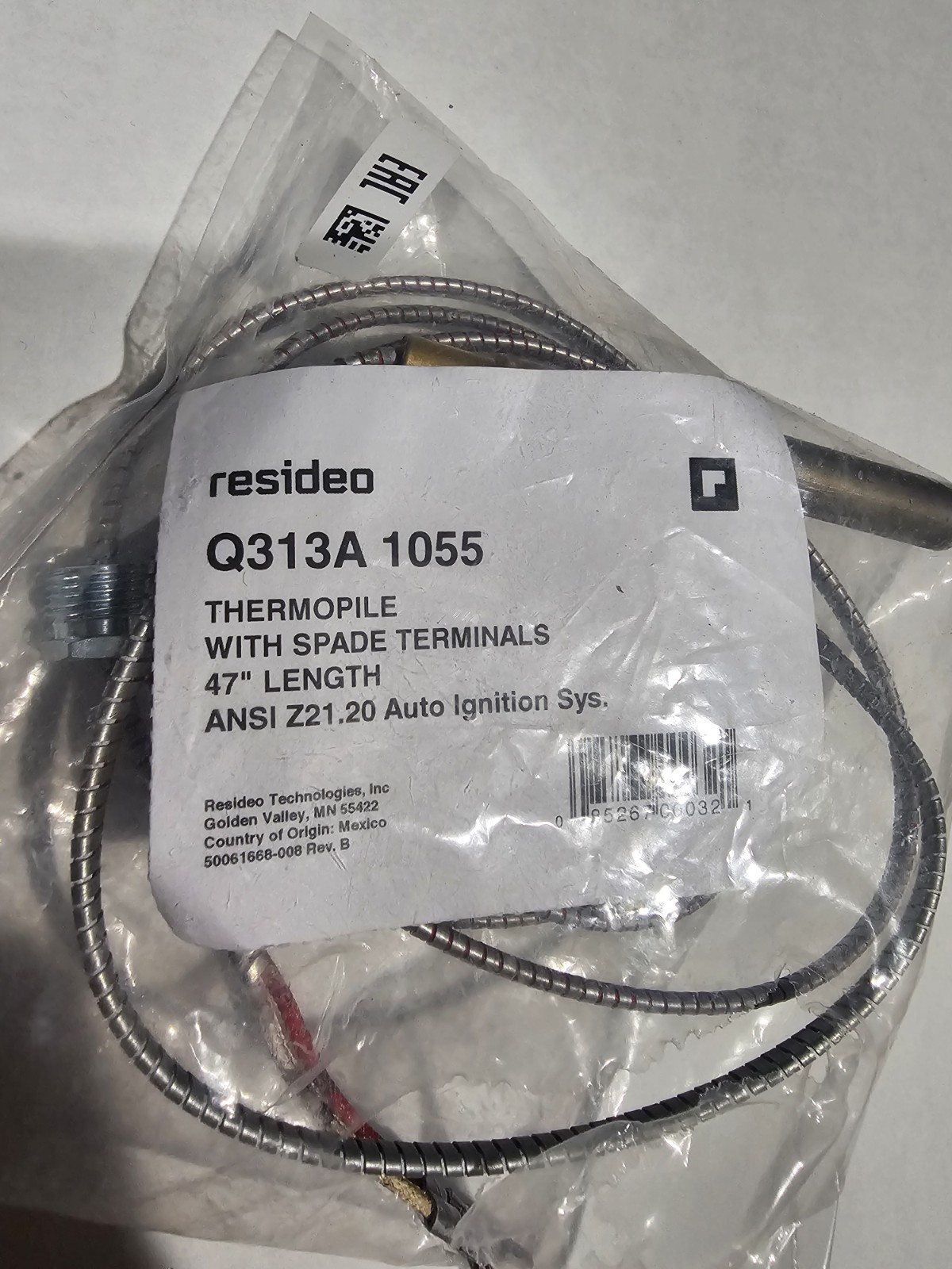 Resideo/Honeywell/Ademco Q313A 1055 47 Thermopile W/ Spade Terminal New Open Box