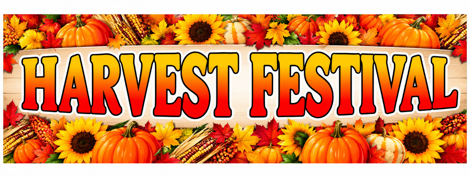 3ft x 8ft HARVEST FESTIVAL  Banner  (CAN BE PERSONALIZED)