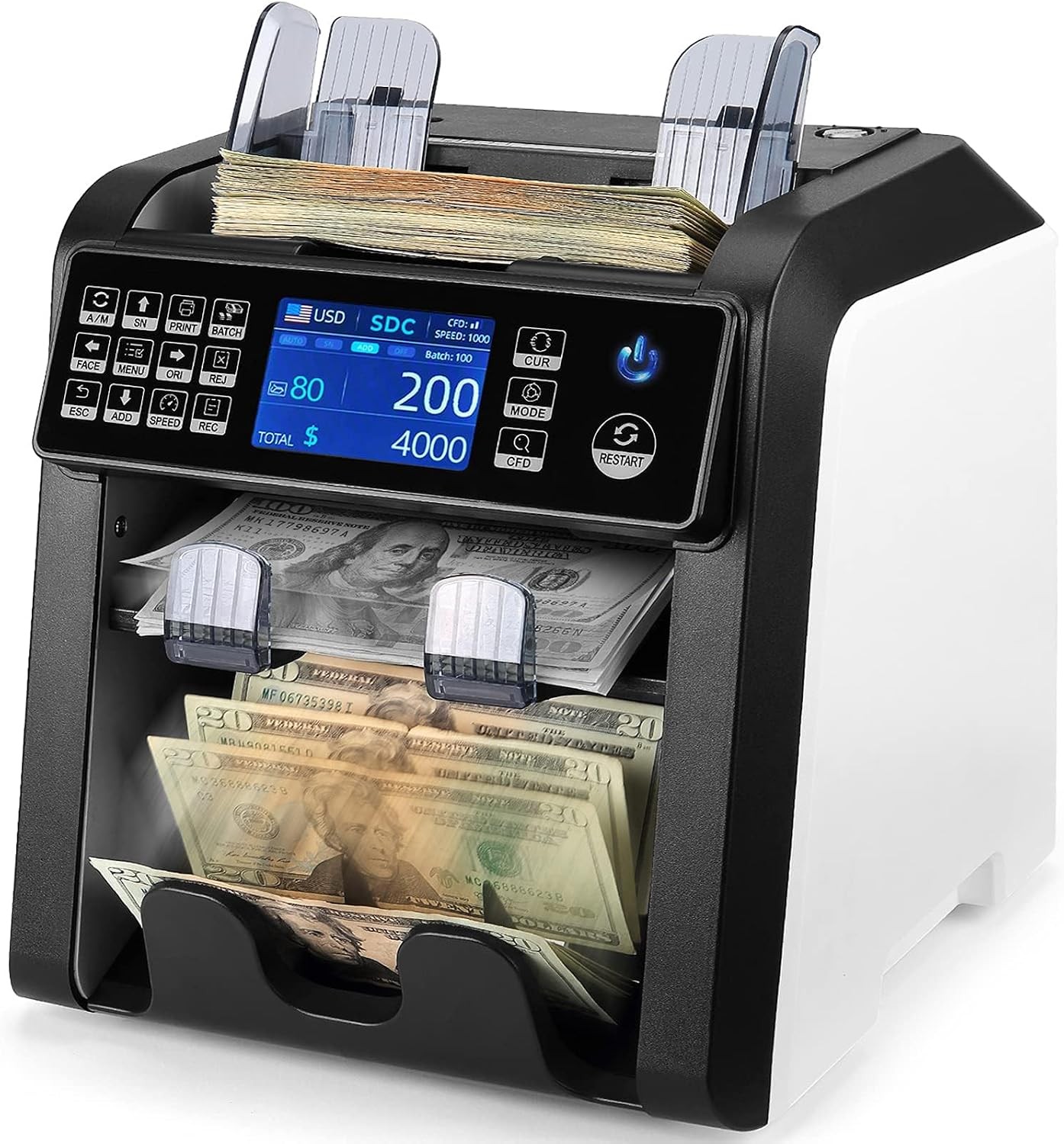 MUNBYN IMC08 Dual Bill Counter Mixed Denomination Value Counting