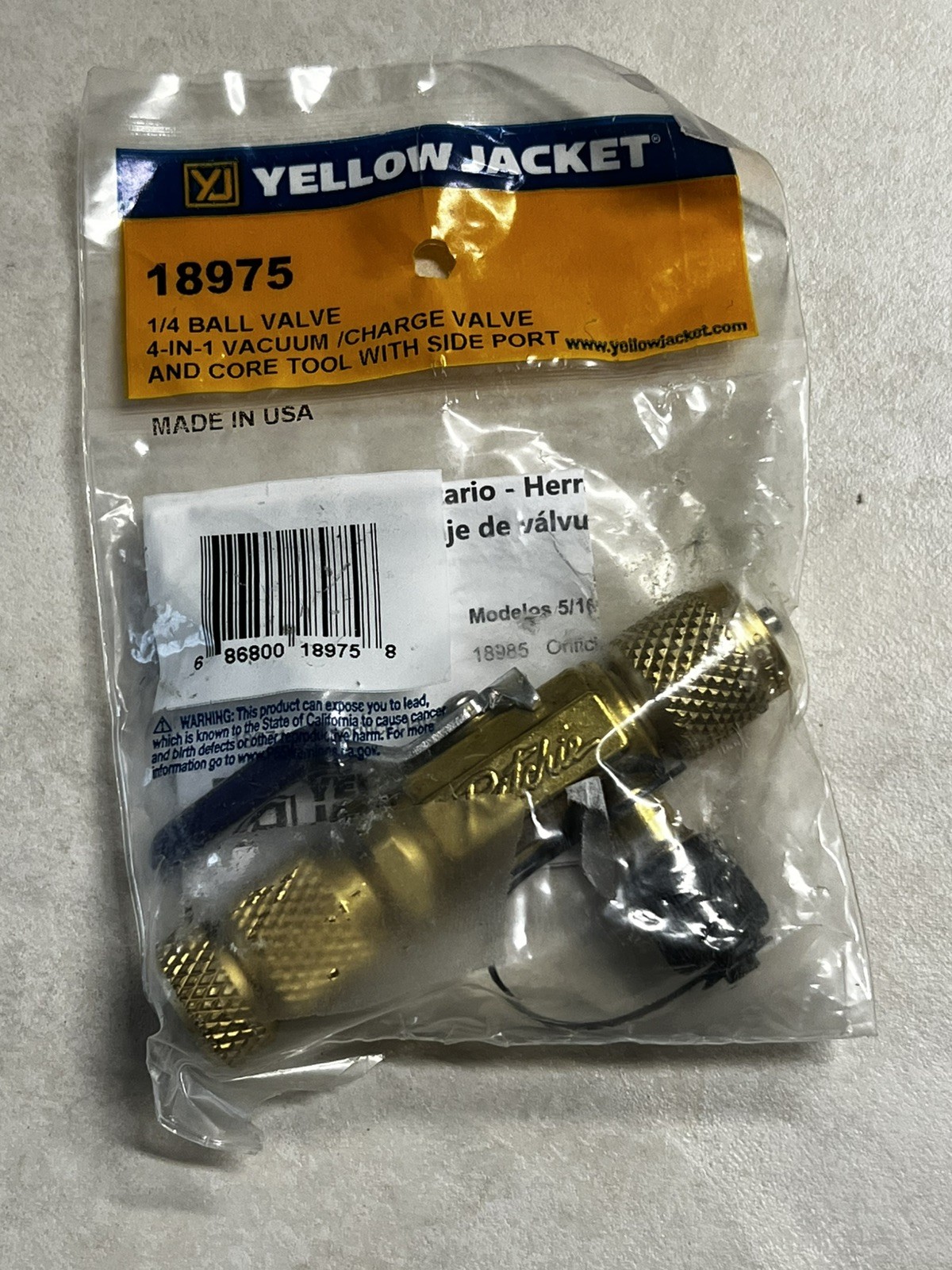 Yellow Jacket 18975 Vacuum/Charge Valve with Side Port 1/4