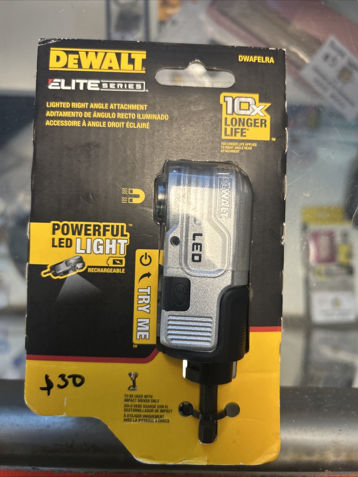 DeWALT DWAFELRA Elite Series Lighted Right Angle Impact Driver Attachment